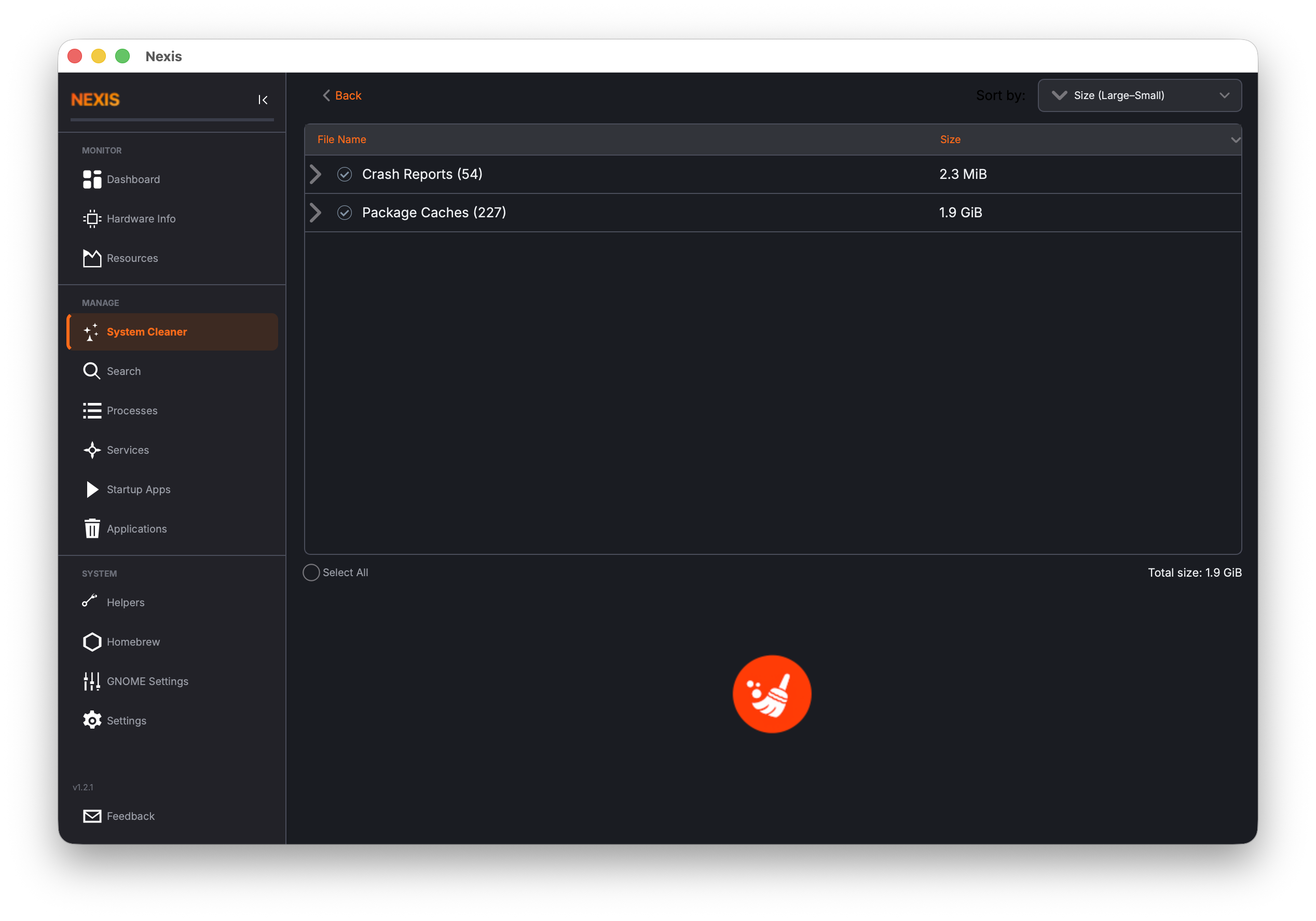 System cleaner scanning for removable files